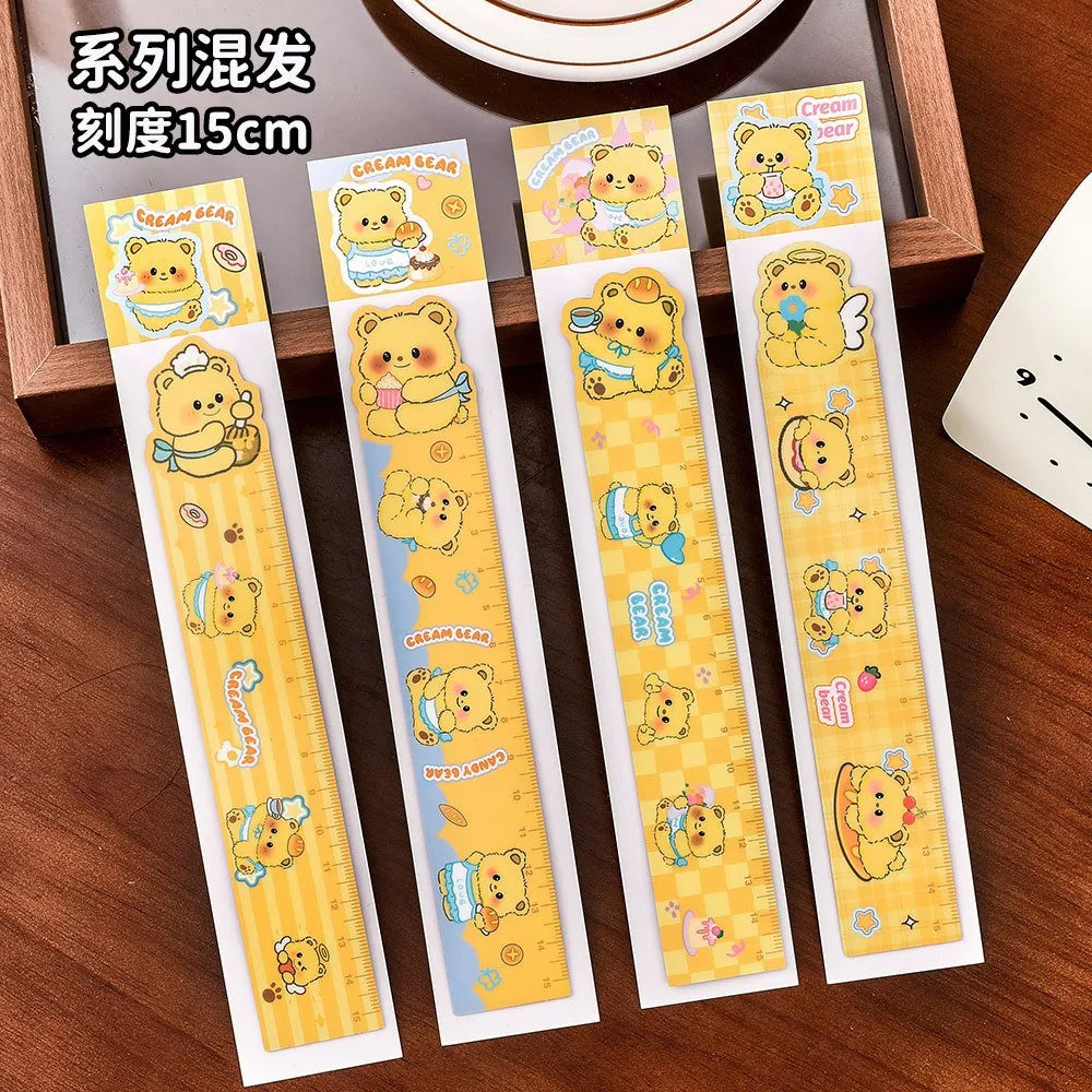 Cute Panda Magnetic Bookmark Ruler Student Creative Flexible Ruler 15cm Cartoon Rabbit Bear Capybara Magnetic Straight Ruler