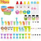 Kids Lunch Bento Box Accessories with Silicone Cupcake Liners for Baking and Small Animal Food Toothpicks Fruit Forks