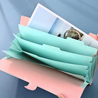 5page Classic Accordion File Folders - A4 Document Storage Bags with Plastic Material and Test Roll Holder - Durable and Expanda