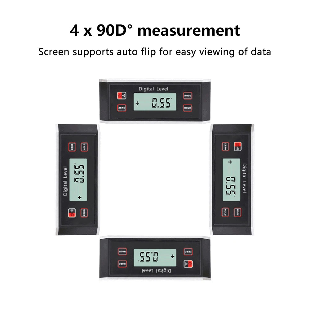 High-precision LCD Magnetic Digital Protractor Inclinometer Level Box Waterproof Angle Meter Finder 0~360 Degree V-Groove