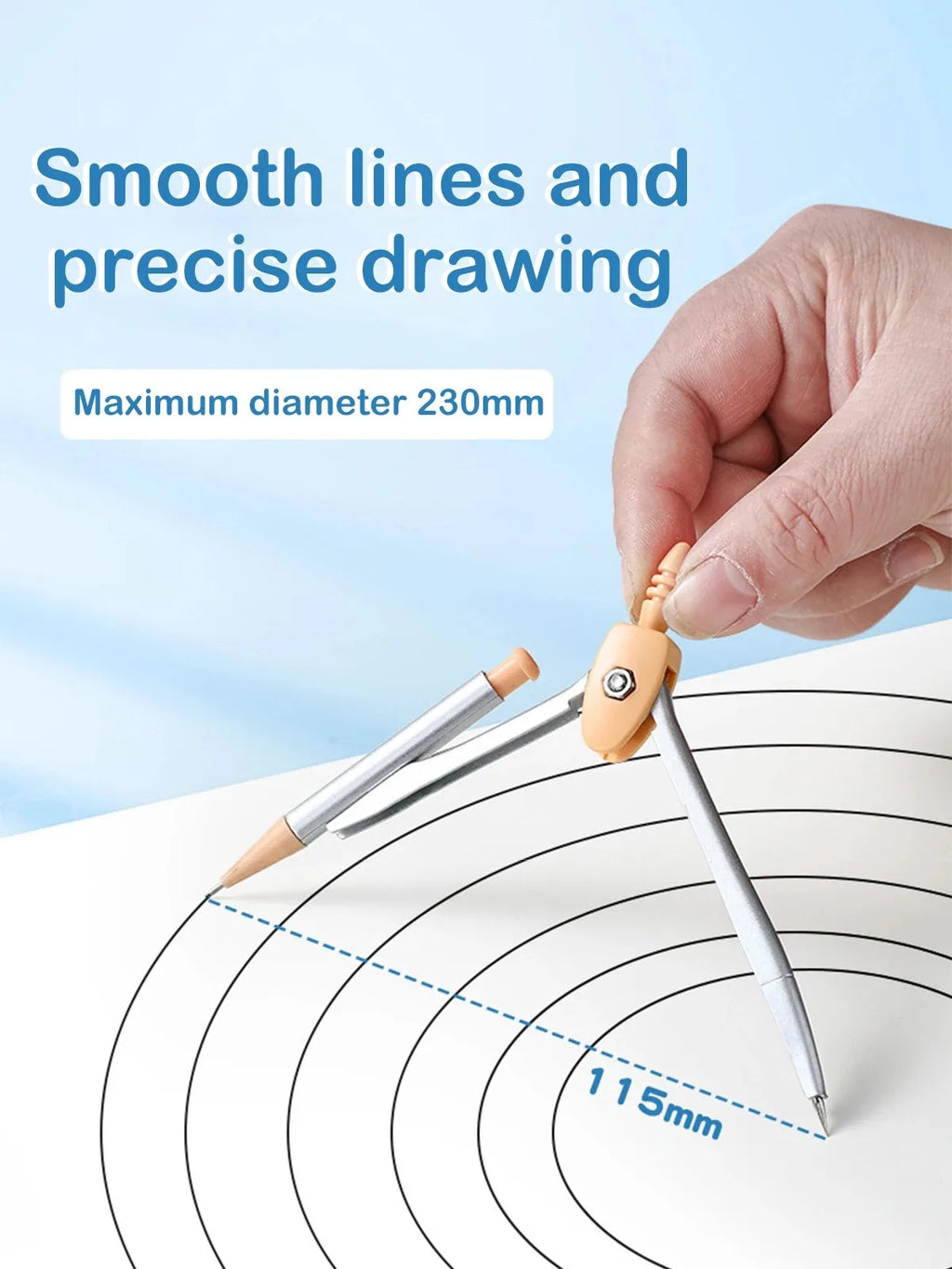 7-Pieces Plastic Geometry Drafting Kit for Students/Artists Lightweight PVC Drawing Tools with Ruler Protractor Office Supplies
