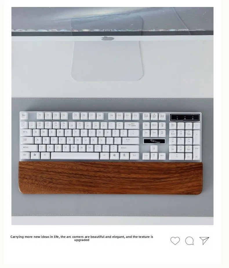 Solid Wood Keyboard Wrist Rest for 87 Key Mechanical Keyboard, Ergonomic Wooden Palm Rest with Non Slip Base