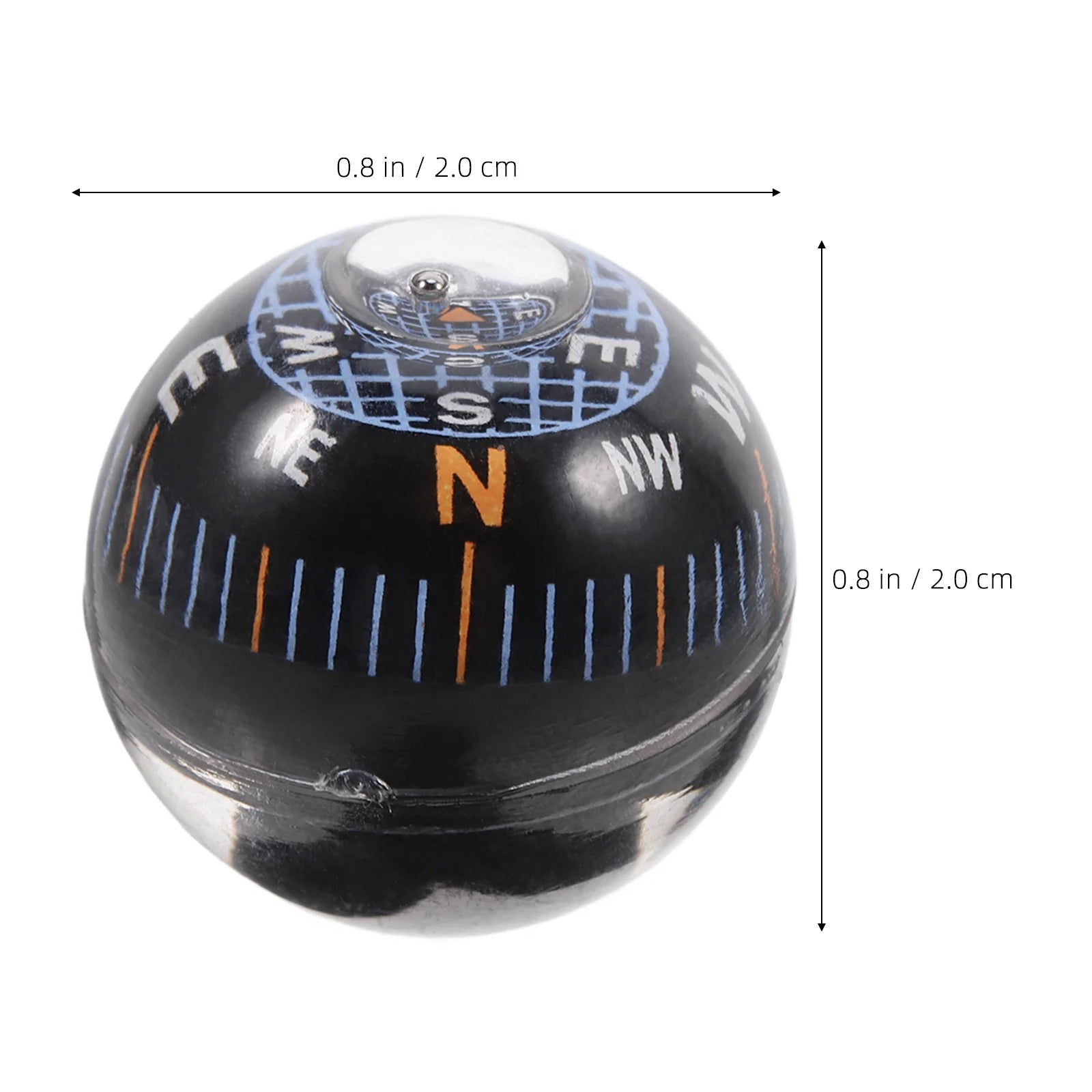 Mini Spherical Compass Black Dashboard Ball Compass for Cars Motorcycles Boats Accurate Navigation Tool for Outdoor Adventures
