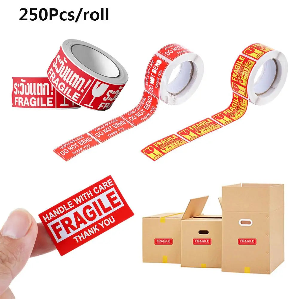 250Pcs/roll  Fragile Warning Sticker Care Shipping Special Tag Useful Shipping Express Label Handle With Care Keep