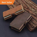 Rfid Credit Card Holder Luxury Split Leather Wallet Men Metal Slim Thin  Minimalist Wallet Bank Cardholder Case Travel Wallet