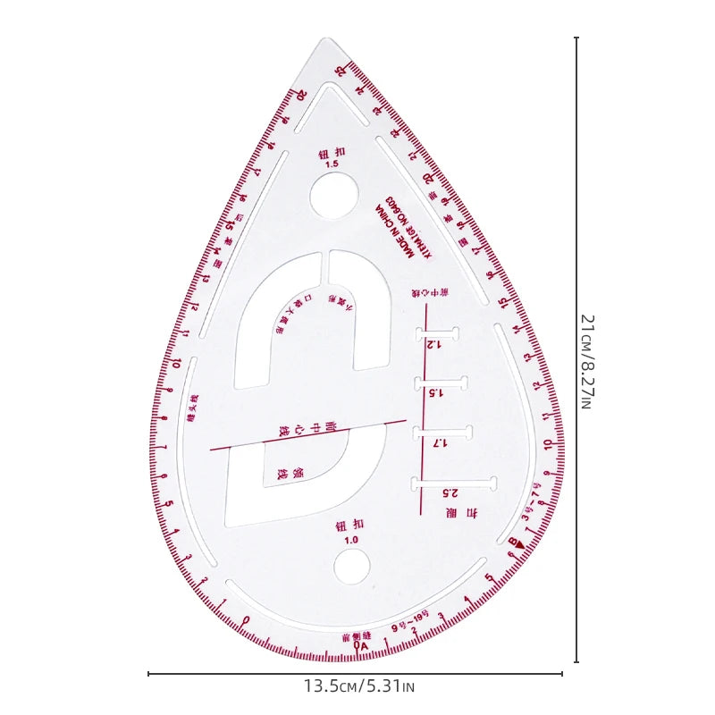5PCS Multifunctional French Curve Ruler Soft Plastic Patchwork Ruler Measure Dressmaking Drawing Template Craft Sewing Tools
