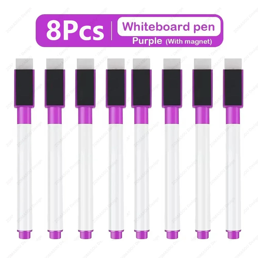 1-48Pcs Magnetic Erasable Whiteboard Pen Color Options Numbering Stationery Office Teaching Supplies for Blackboard Student Note