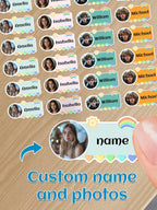 60-240PCs Custom Photo Name Stickers,4*1.8CM Personalized Markers For Special Items,Customized Name Photo Label,Waterproof Vinyl