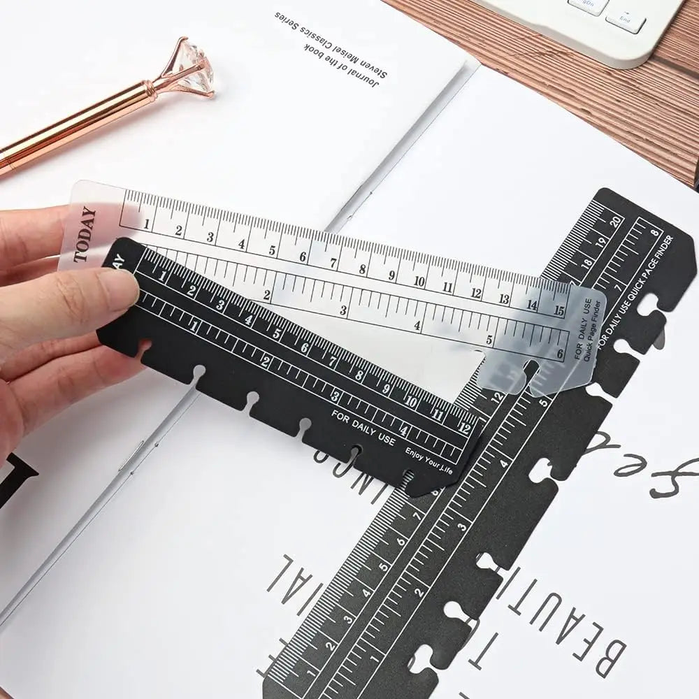 1PC PVC Spacer Soft Ruler Thickened Handbook Bookmark Ruler A5 A6 Loose-Leaf Notebook Peripheral Standard 6-Hole Scale Ruler
