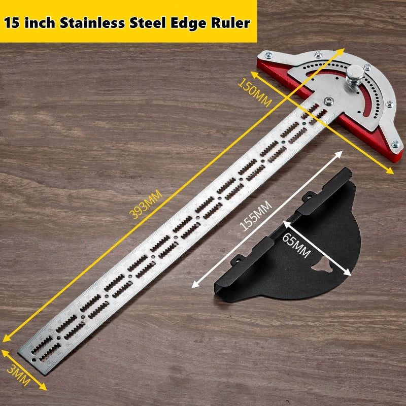 0-180 Degree Angle Gauge Woodworkers Edge Ruler Stainless Steel Protractor Angle Finder Ruler Precision Carpenter Measuring Tool
