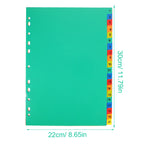 20Pcs Index Dividers Binder Tabs Plastic Dividers for Office Notebook Loose-Leaf Page Markers File Separators Document