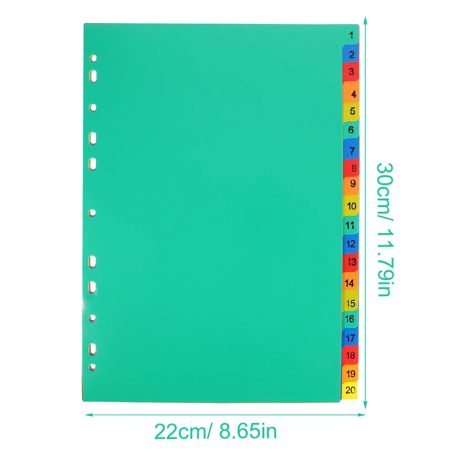 20Pcs Index Dividers Binder Tabs Plastic Dividers for Office Notebook Loose-Leaf Page Markers File Separators Document