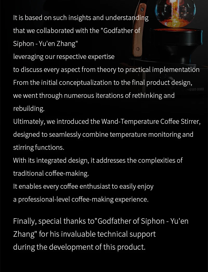 MHW-3BOMBER Wand Coffee Stirrer with Digital Thermometer Coffee Syphon Stir Stick for French Press Barista Coffee Accessories