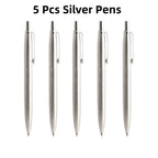 5Pcs/Set Metal Ballpoint Pen Promotional Pens G2 Refill Blue Ink Automatic Ballpoint Pens Set For School stationery office Pen