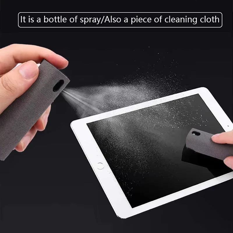 1/2/3pc 2 In 1 Screen Cleaner Spray Portable Tablet Mobile Phone Touch Screen Microfiber Cloth Dust Removal Cleaning Tool