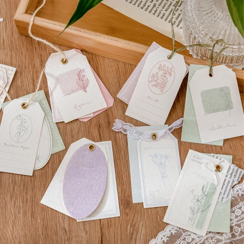 30Pcs Colorful Flower Plant Texture Card Stock Craft Paper Junk Journal Ephemera Forest Leaf Scrapbooking Material Paper Pack