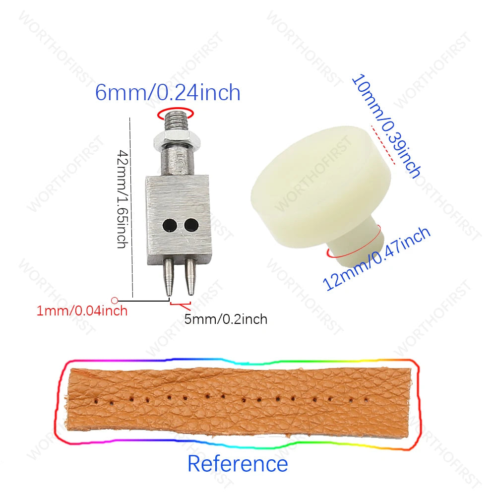 1Pcs M6 Thread Punching Suitable for European Vulcan 3 Round Spacing Cutting Dies LeatherCraft DIY Handmade Stitching Accessory