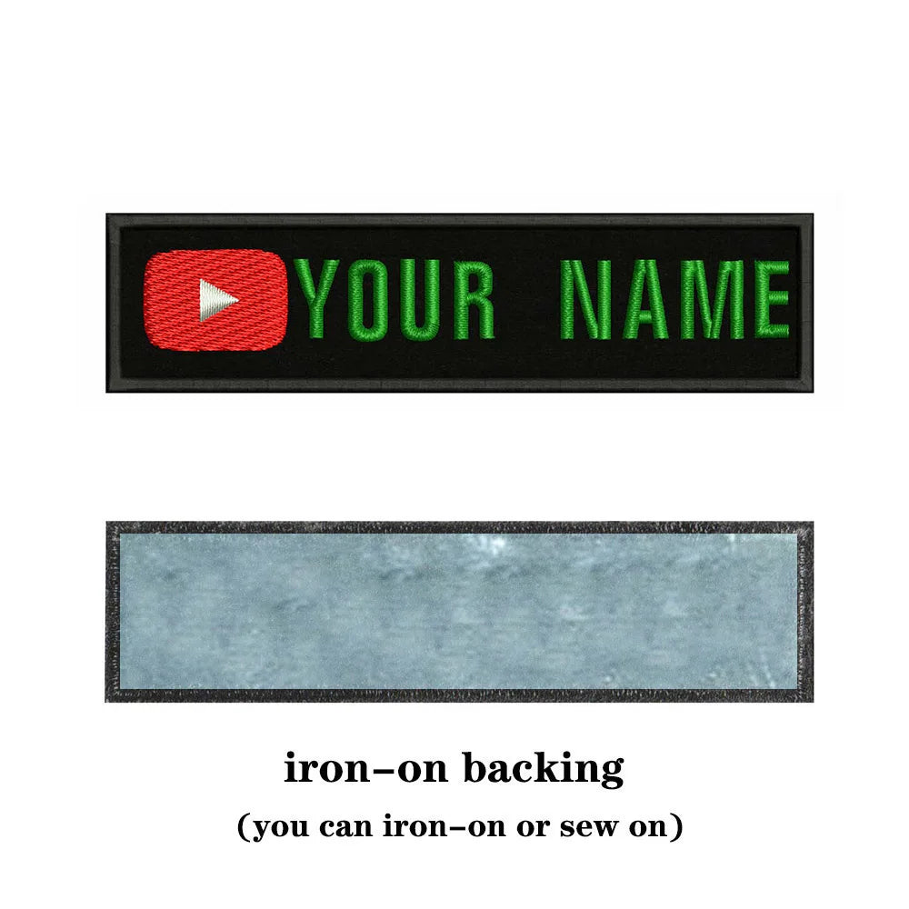 YouTube Logo 10X2.5cm Embroidery Custom Name Text Patch Stripes Badge Iron On Or  Patches