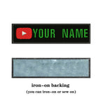 YouTube Logo 10X2.5cm Embroidery Custom Name Text Patch Stripes Badge Iron On Or  Patches
