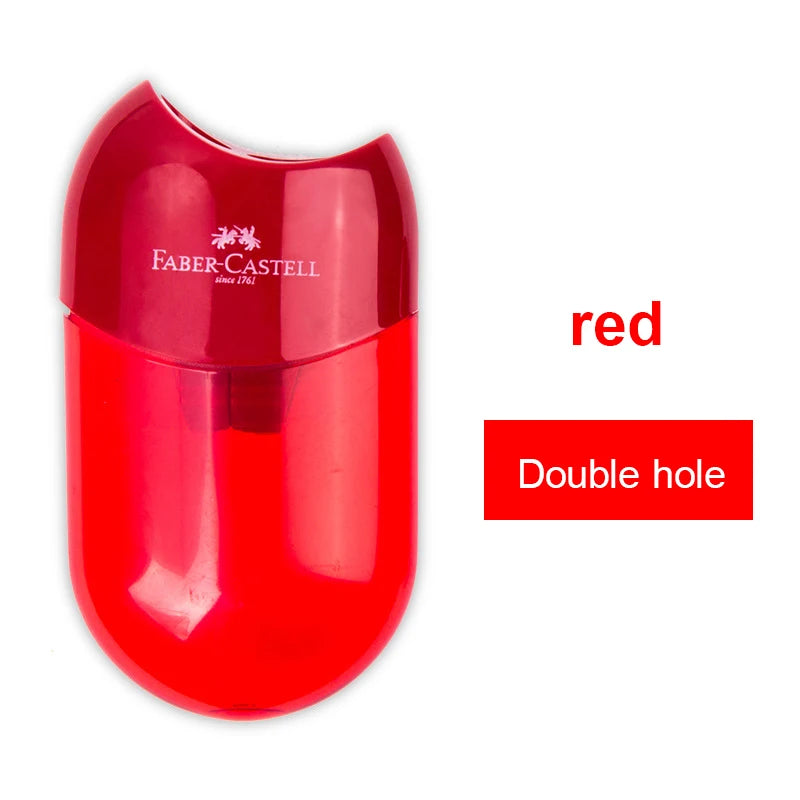 Faber Castell Cute Pencil Sharpener Double Hole with Container Plastic Student School Stationery Mini Manual Pencil Sharpeners