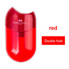Faber Castell Cute Pencil Sharpener Double Hole with Container Plastic Student School Stationery Mini Manual Pencil Sharpeners