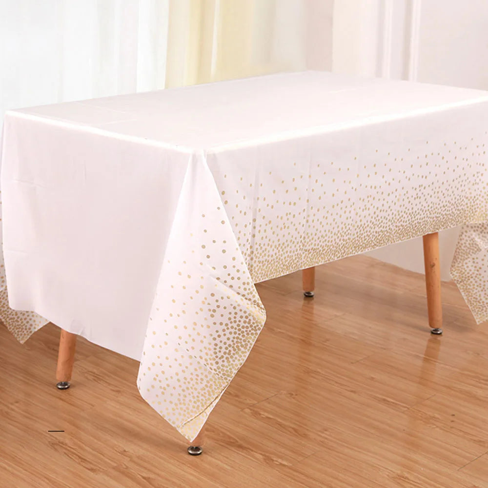 137X274Cm Dot Disposable Tablecloths Macaron Black Plastic Disposable Table Cover Wedding Birthday Party Disposable Tableware