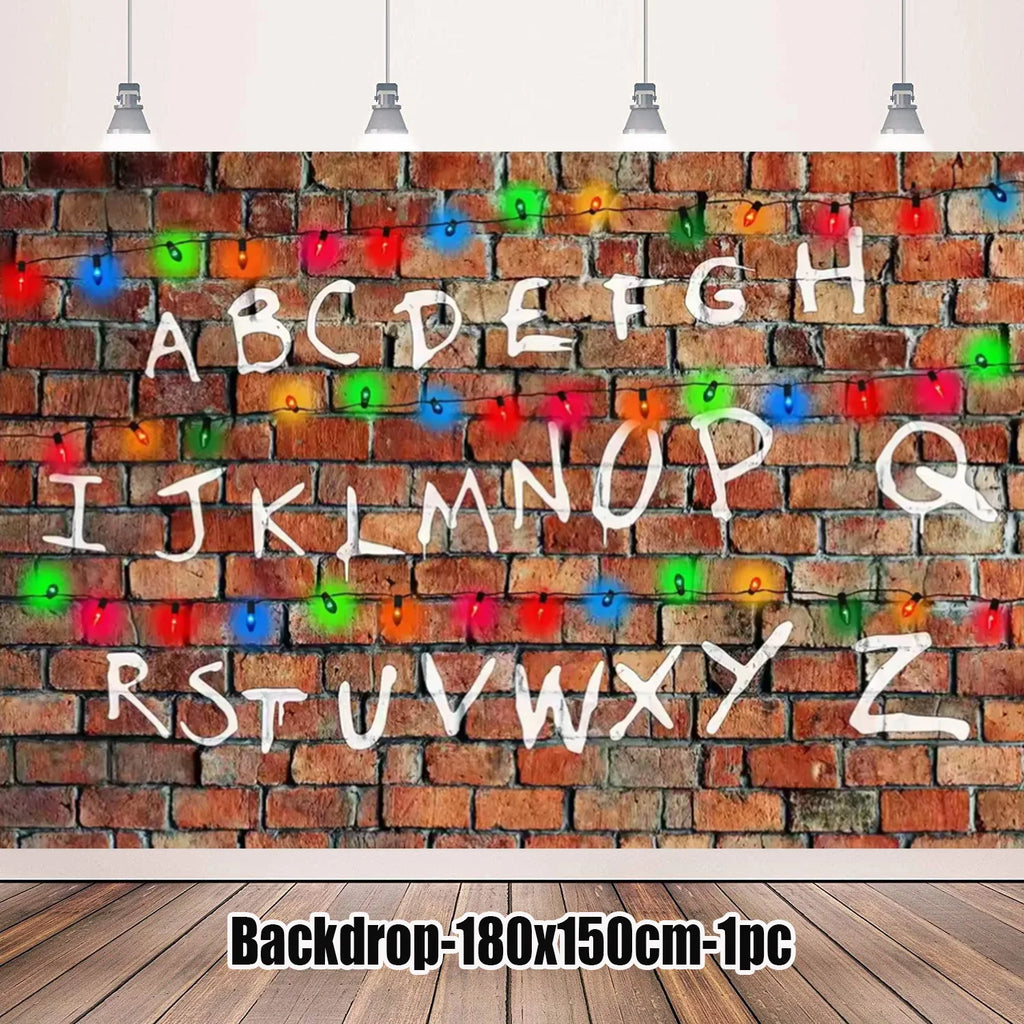 Stranger Theme Birthday Party Tableware Decoration American TV Paper Plate Napkin Banner Lights Alphabet Backdrops Kids Supplies