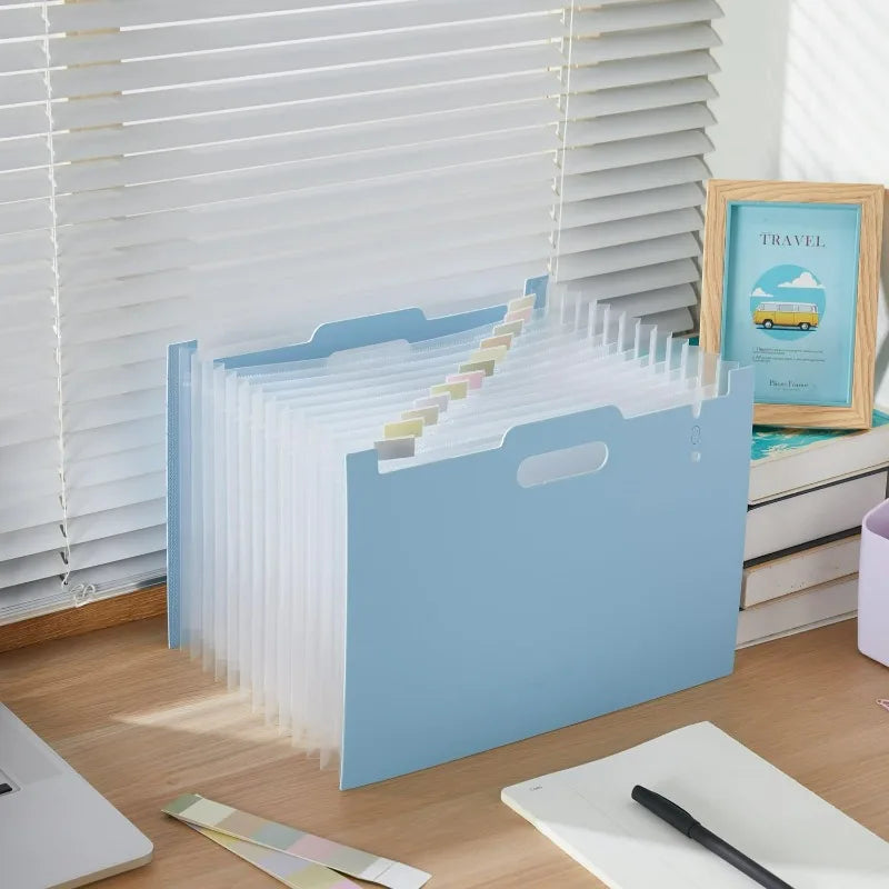Large Capacity A4 Accordion File Organizer, Multi-Layer PP Document Folder, Desktop Standing Storage Bag with Handle