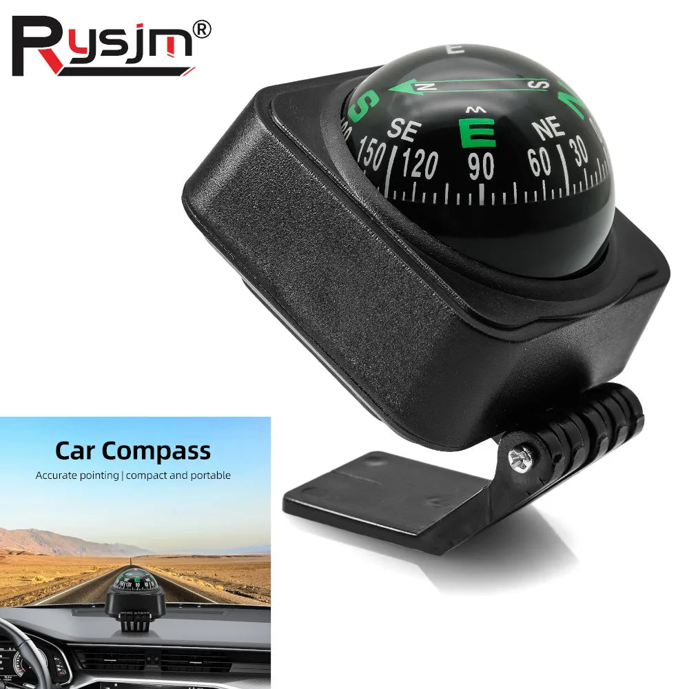 Portable Outdoor Hiking Car Compass Navigation Dashboard Ball Shaped Compass for Boat Vehicle Cycling Direction Pointing Guide