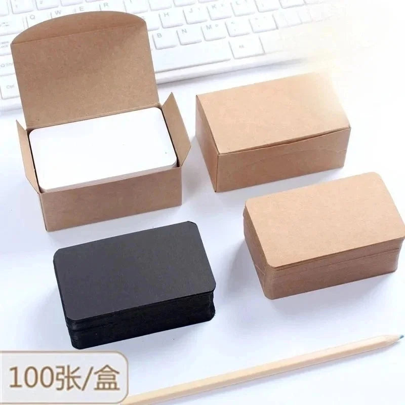 100pcs/Box Blank Kraft Paper Cards Mini Note Message Cards or Craft DIY Business Thank You Gift Label Learning Card 5x9cm