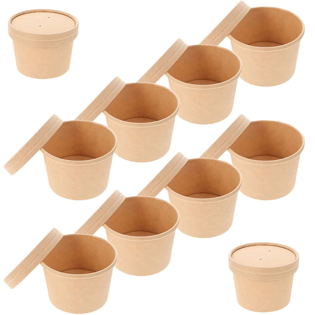 10Sets Ice Cream Bowl Disposable Dessert Cup for Ice Cream Ball Yogurt Pudding Cake Cold Soup Storage Serving Stylish Classic