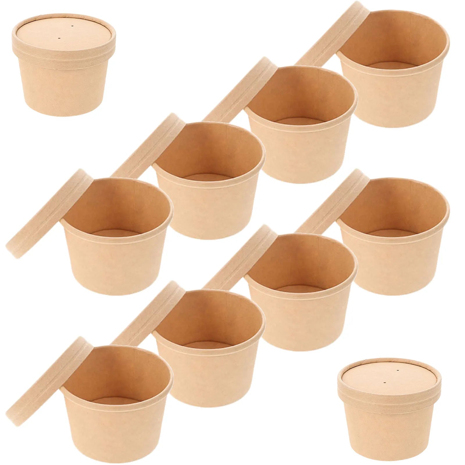 10Sets Ice Cream Bowl Disposable Dessert Cup for Ice Cream Ball Yogurt Pudding Cake Cold Soup Storage Serving Stylish Classic