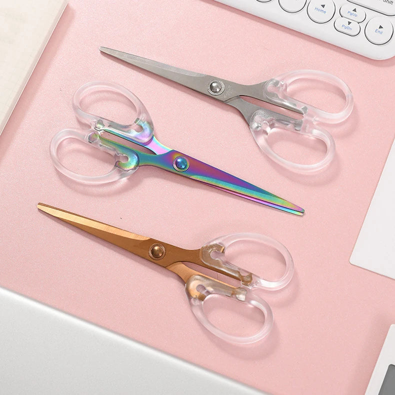 Acrylic Scissors Transparent Handle Gold Silver Colored Sharp Stainless Steel Kitchen,Office Stationery,Paper Cut Pruning Sewing