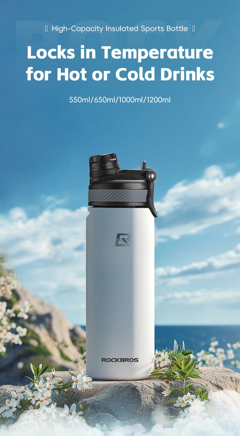 ROCKBROS Cycling Water Bottle Thermal Drinkware Vacuum Flasks & Thermoses Bottle 500ml 650ml 1000ml 1200ml Cycling Water Bottle