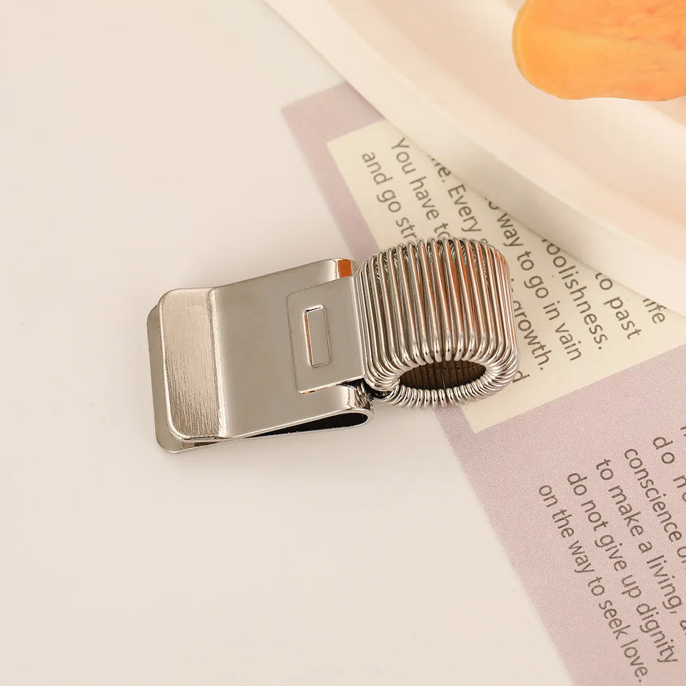 1pc Heavy-Duty Metal Pen Clip with Spring - Secure Grip Notebook Paper Clip, Minimalist Desk Organizer for School, Office