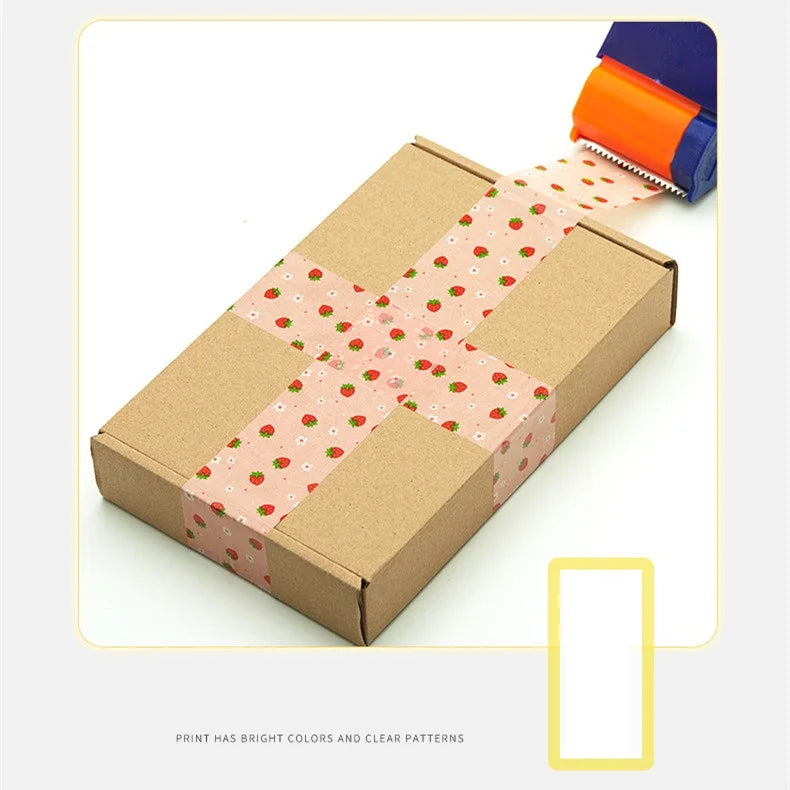 1pc 4.5cm X 100meters Strawberry Packing Adhesive Tape for Packaging Shipping Warp Sealing Plastic Tape Wholesale Supplies