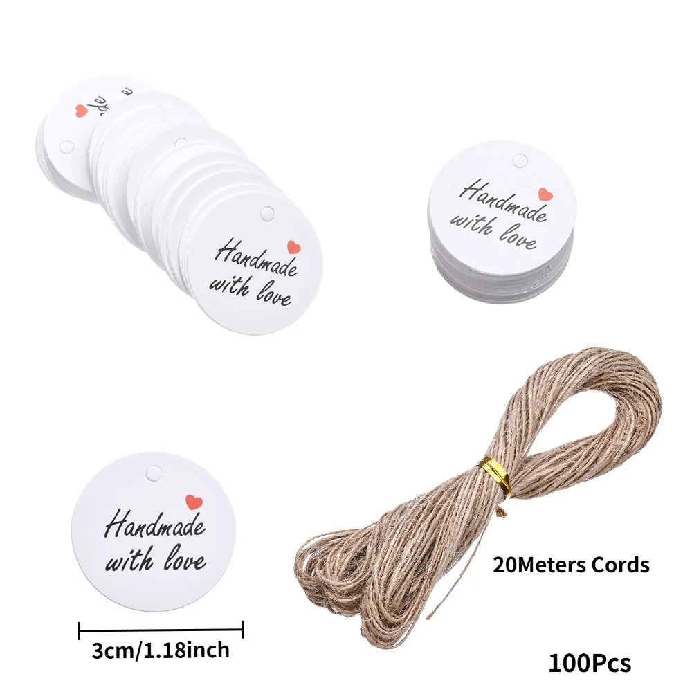 Kraft Paper Tags With Strings Handmade With Hang Garment Tags For Jewelry Crafts Price Candy/Gift/Cookies Display Label Card