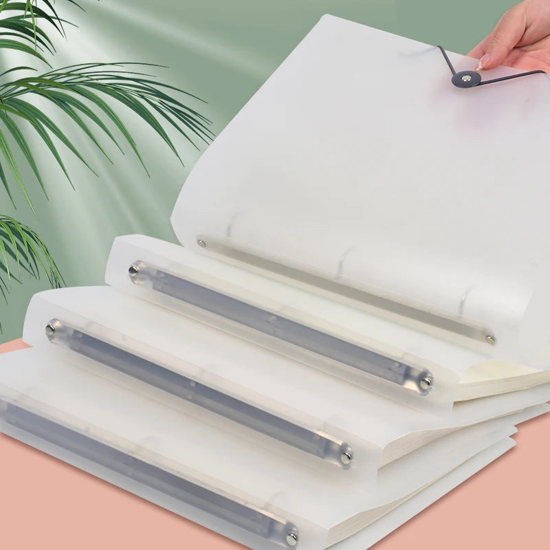 3Pcs Frosted Transparent A4 Loose Leaf Binder 3 Hole Punchless Snap Button File Folder Office School Document Storage Organizer