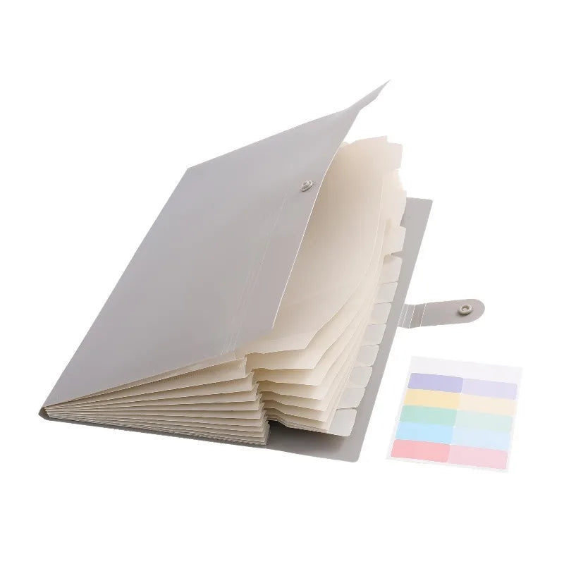 Accordion Folder A4 with 12 Compartments Folders with Macaron Color Labels Portable File Organization Suitable for School Use