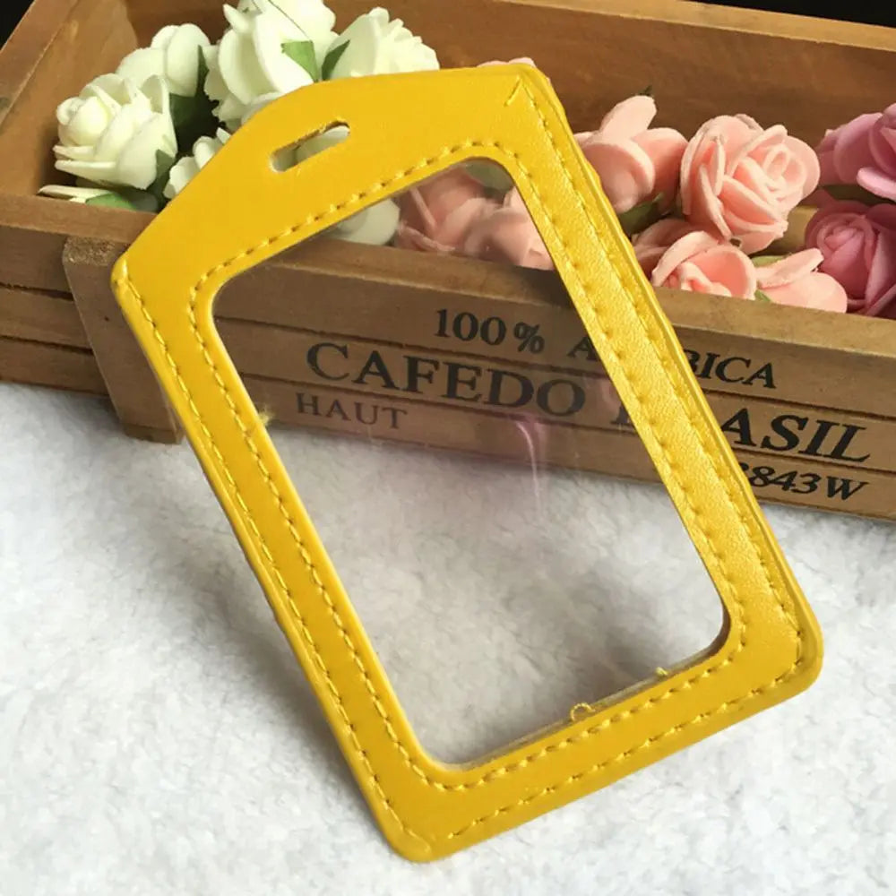Pu Leather Card Holders Id Badge Case Clear And Color Border Lanyard Holes Bank Credit Id Badge Holders Accessories Wholesales