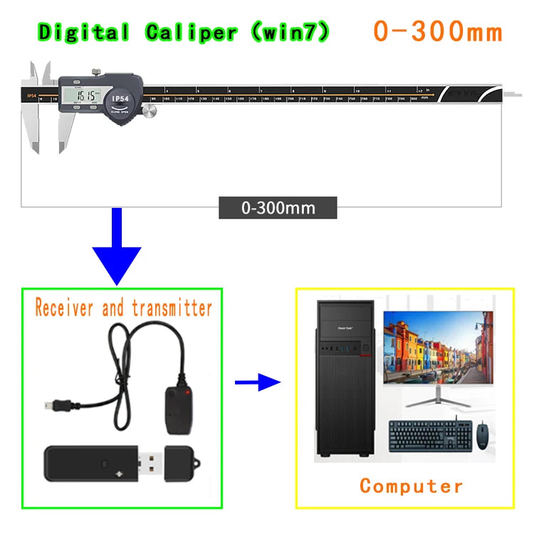 Built-in Bluetooth Digital Caliper for Wireless Transmission Electronic Caliper for Measuring Outer Diameter Inner Diameter 150m