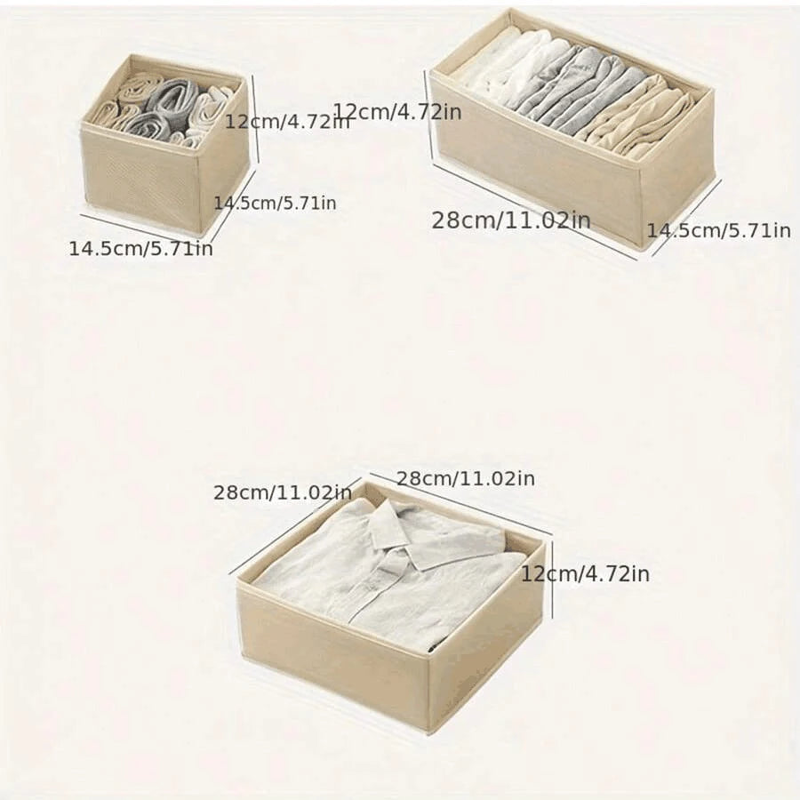 Foldable 6/12pcs Underwear Organizer Set • Hard Storage Boxes for Bra Socks • Drawer/Closet Clothes Organizers