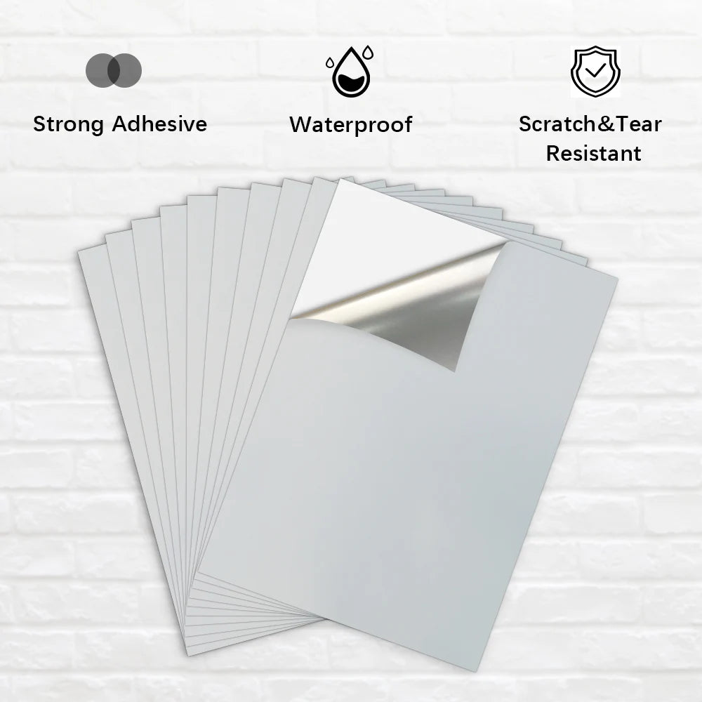 10Sheet Silver Printable Vinyl Sticker Paper A4 Printer Copy Paper Transparent White Sticker Paper DIY Crafts for Inkjet Printer