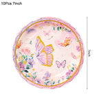 Butterfly Disposable Tableware Set Paper Plate Cup Napkins Pink Butterfly Birthday Party Decoration Baby Shower Wedding Supplies