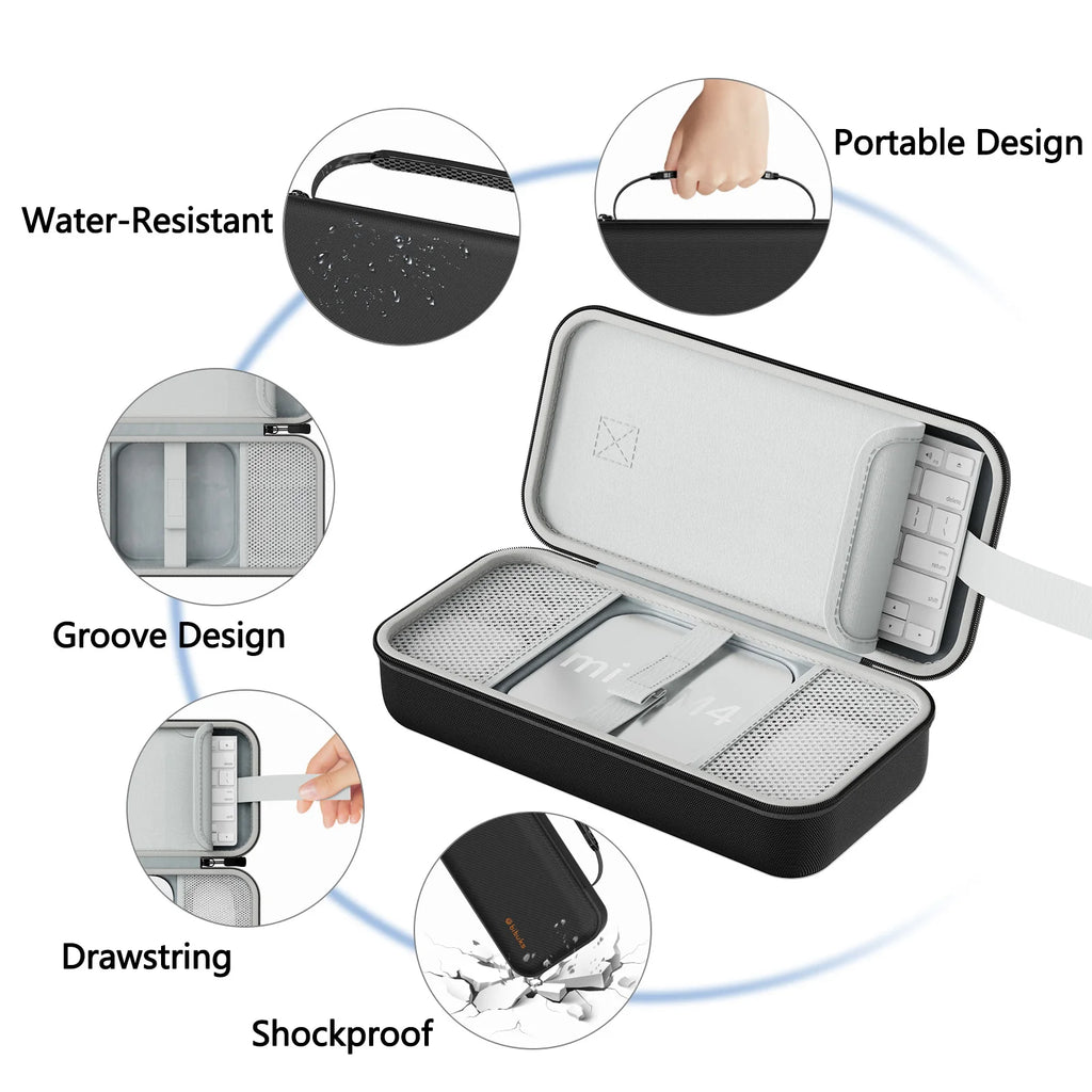 Carrying Case for Apple Mac Mini M4/M4 Pro Computer Host Storage Portable Bag Keyboard Organizer Accessories Protective Hard Cas
