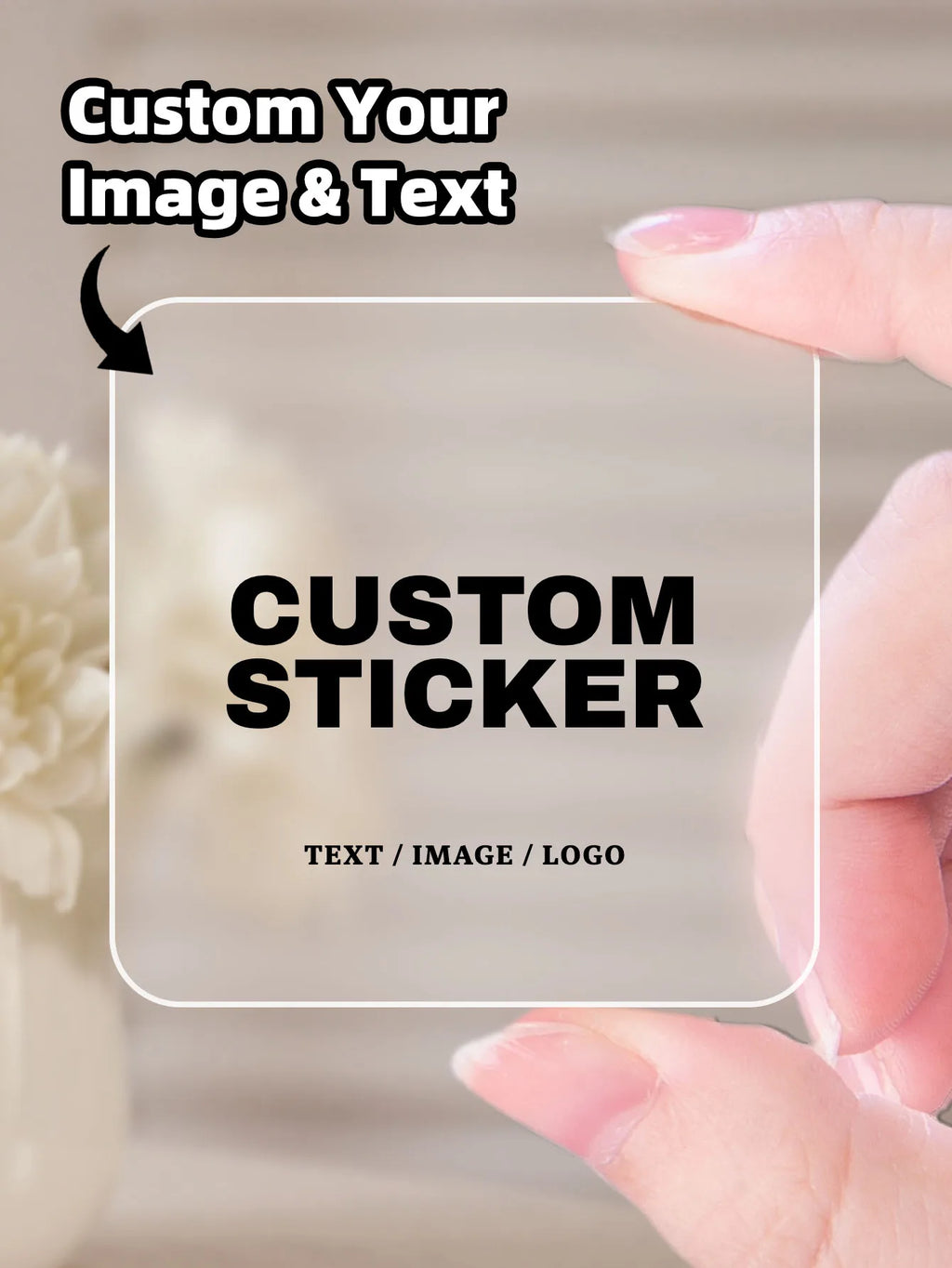 Custom Waterproof PVC Square Stickers 1/70/210 Pcs Personalized for Party Label Packaging