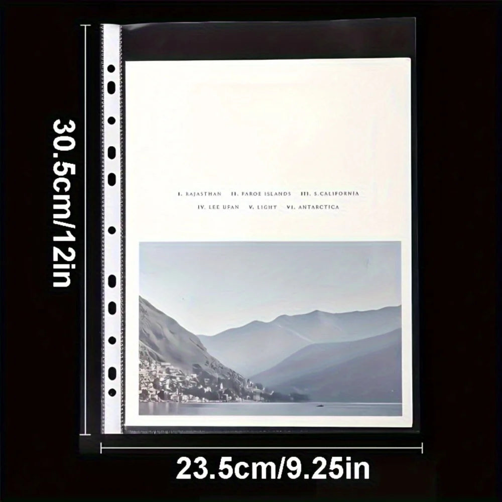50 A4 Transparent Plastic Folders - 3-Ring Binder, Test Papers, Invoices, Office Supplies, Easy Design, 4C Thickness, Normal Use