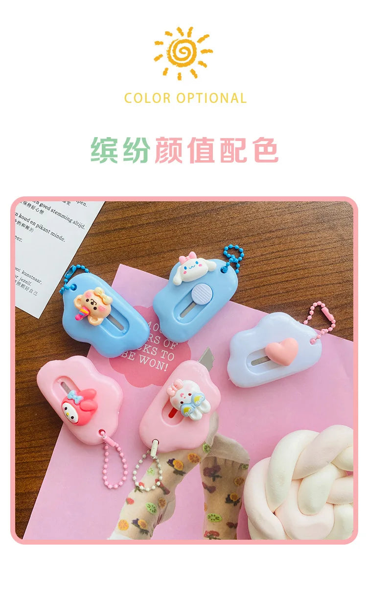 1pc Dopamine Cloud Mass Letter Opener Cartoon Cute Utility Knife Student Mini Box Cutter Hand-made Sharp