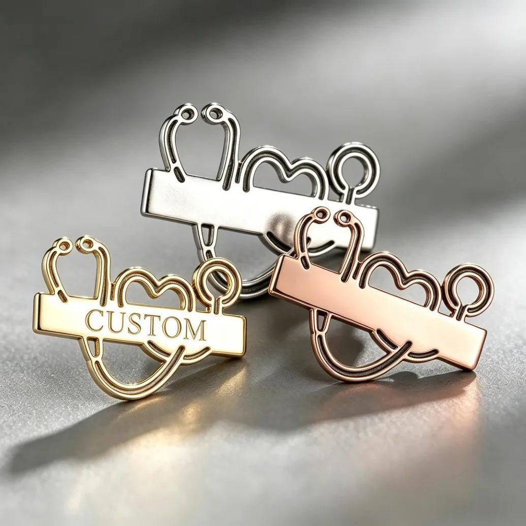 Personalized Name Tags Magnetic Name Badges With Logo Medical Pattern Laser Engraved Metal Staff Custom Nameplate