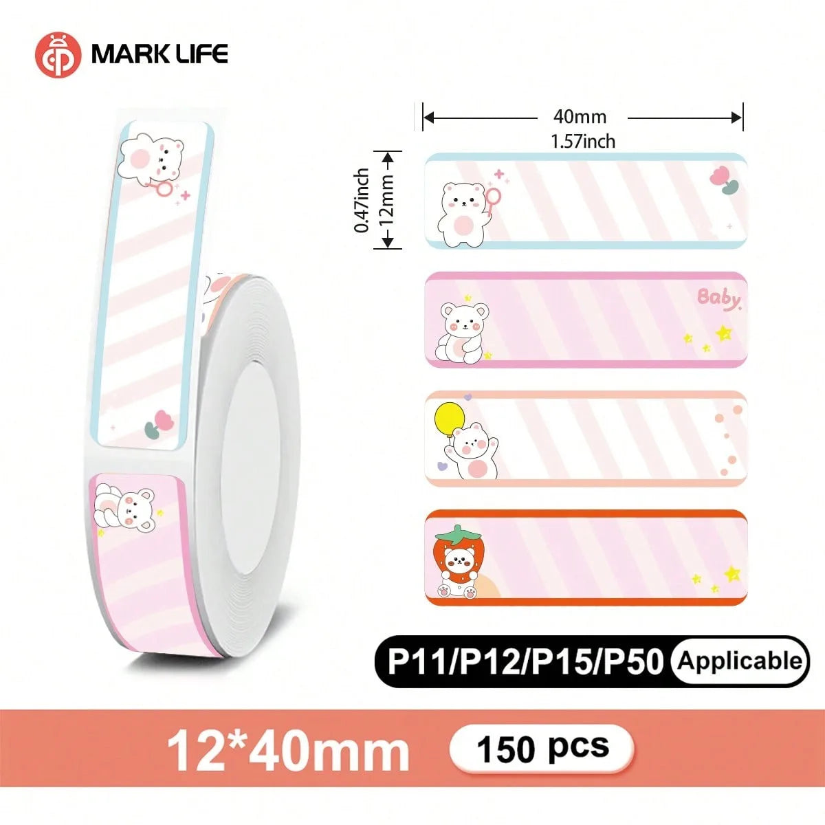150pcs Waterproof Blank Self Adhesive Assorted Stickers Removable 12x40mm Label Stickers Name Tag Bottle File Document
